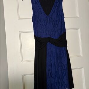 Anthropologie Blue and Black Asymmetrical Dress
